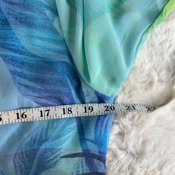 Soft Surroundings Womens Ione Tropical Chiffon Tunic Blouse Top Blue Size PS - Picture 9 of 10